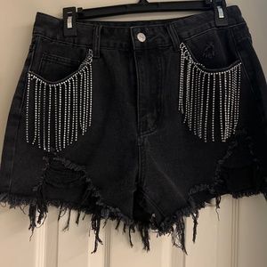 Black Diamond Fringe Shorts